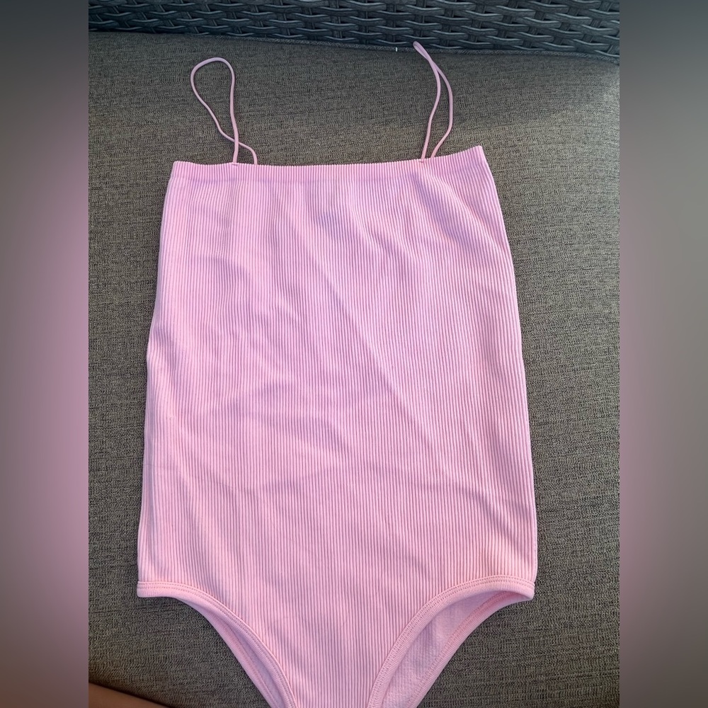 baby pink skinny strap bodysuit